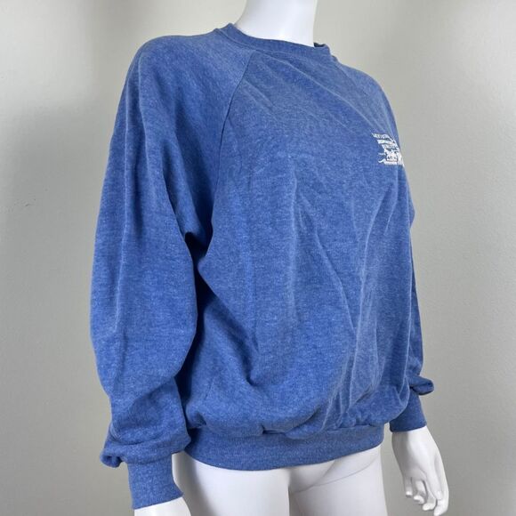 Vintage Levi’s USA Size M Blue Cotton Crewneck Pullover Unisex Sweater Casual - Picture 7 of 15